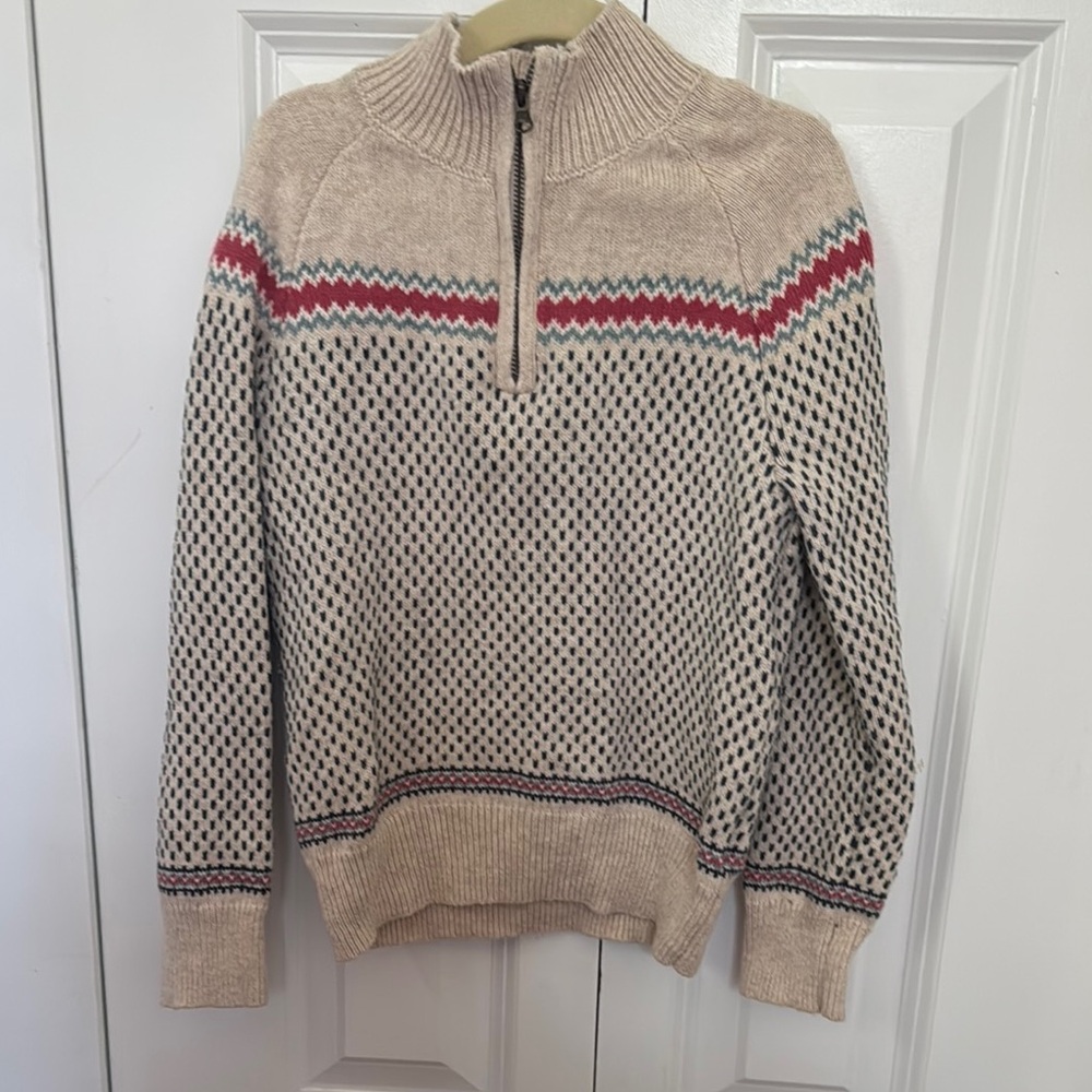 J. Crew Crewcuts Boys Beige Wool Zip-up  Sweater, Size XS (4-5)